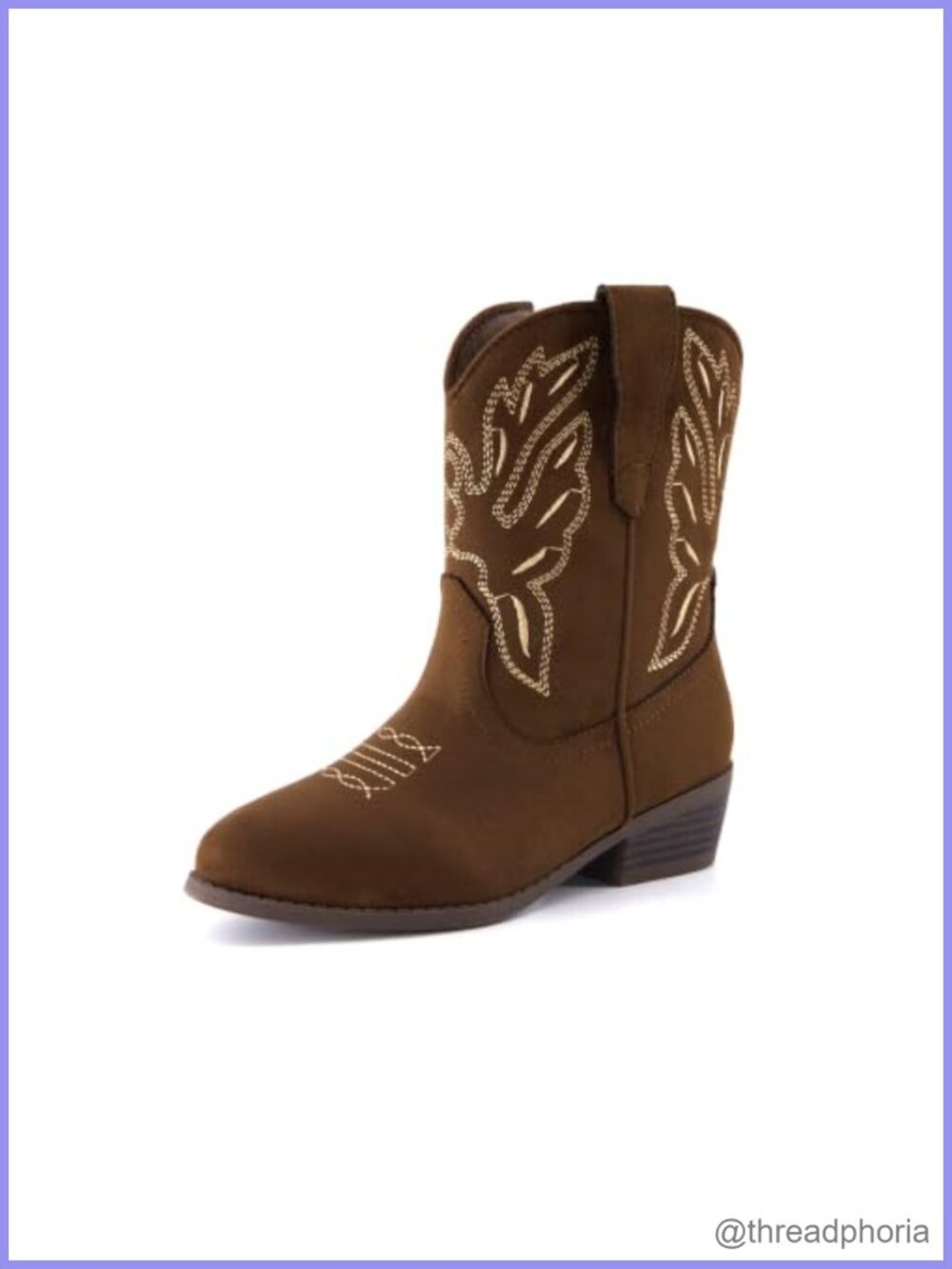 Girls Cowgirl Western Boots Faux Suede Mid Calf Side Zipper